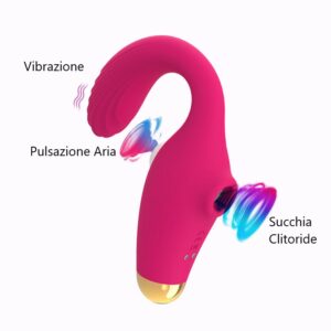 VSC Novelty - Vibratore 3 in 1 Punto G - Succhia Clitoride - Riscaldato - Pulsazione Aria - 200301