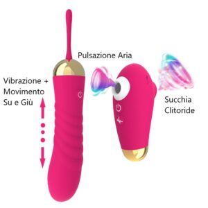 VSC Novelty - Vibratore 3 in 1 Thruster - Succhia Clitoride - Pulsazione Aria - 200303