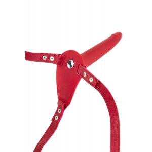 Strap-On Vibrante in Silicone Ricaricabile, Rosso - 15.5 cm