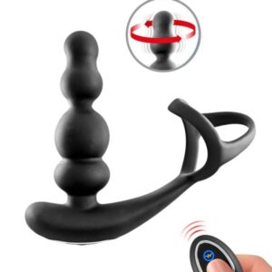 Blue Junker - Stimolatore Prostatico Rotante con Doppio Cockiring