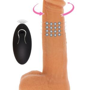 Rotating Beads Vibrating Dildo Light skin tone