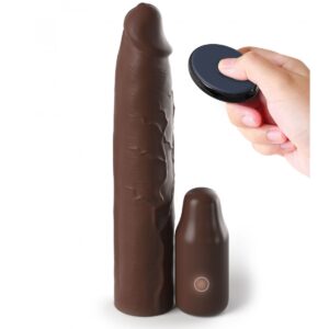 9 SLEEVE VIBRATING 3" PLUG W/REMOTE BROWN"