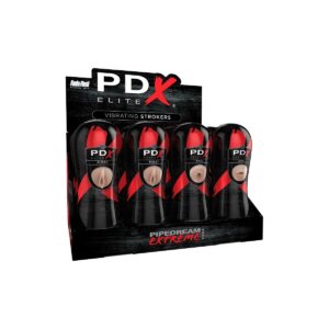 PIPEDREAM EXTREME ELITE VIBRATING STROKER DISPLAY - 12 PCS LIGHT/BLACK