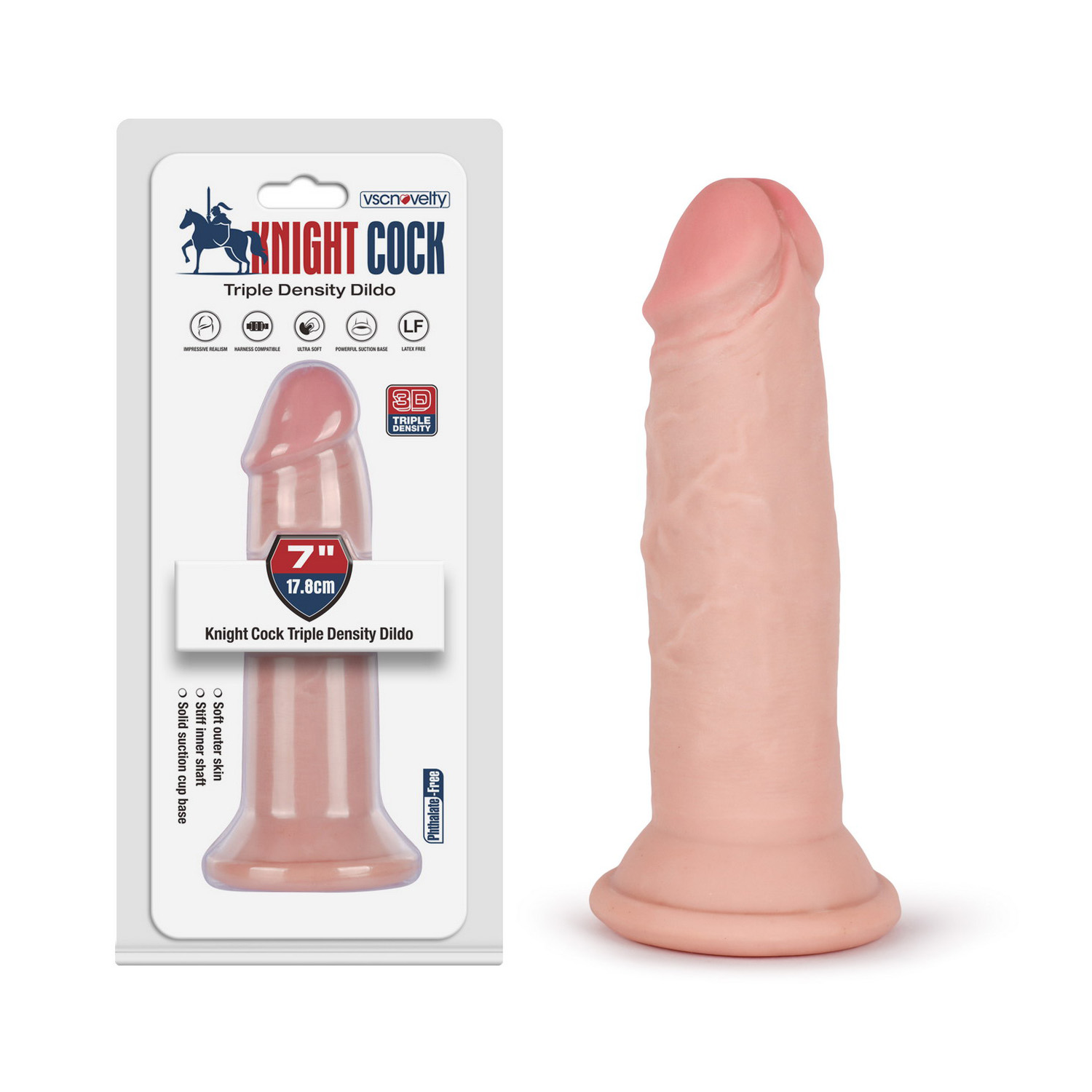 VSC Novelty - Knight Cock 3D Triple Density Dildo - 7" - immagine 9