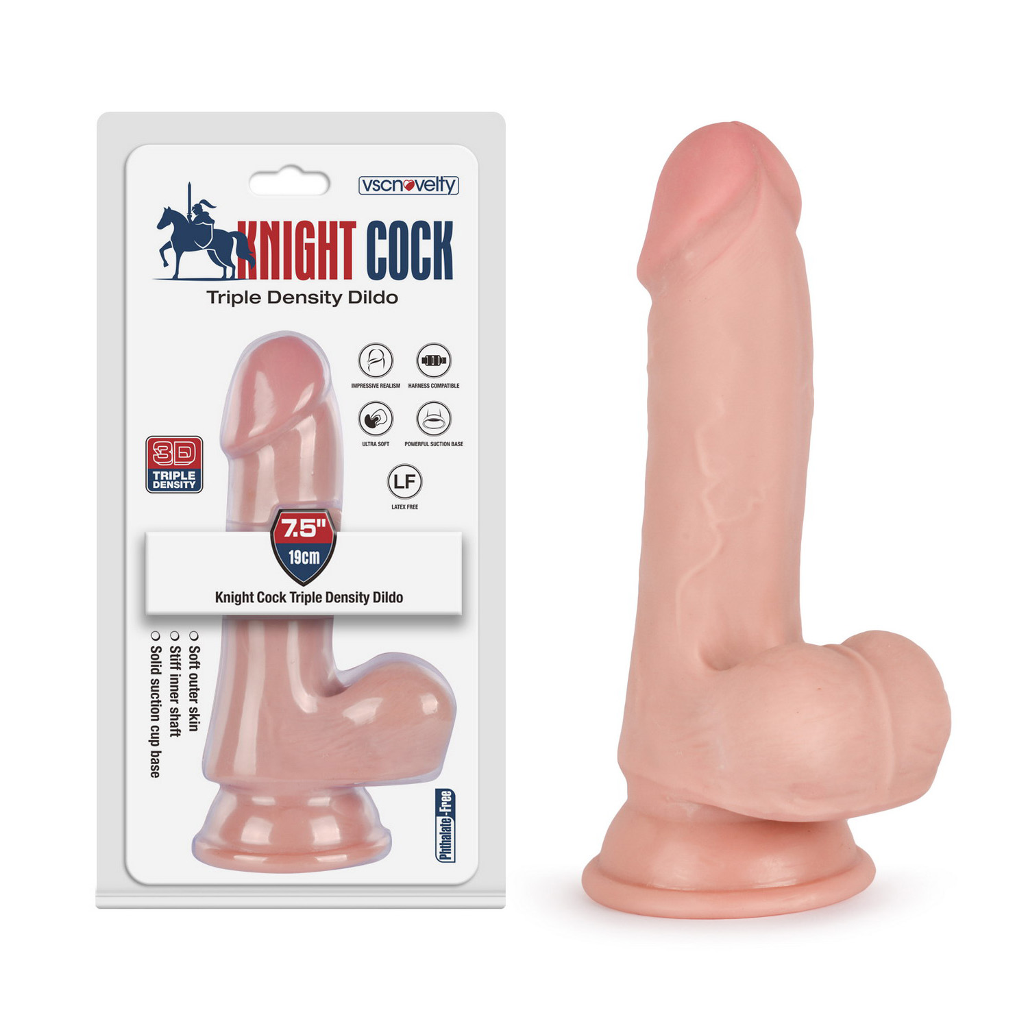 VSC Novelty - Knight Cock 3D Triple Density Dildo - 7.5" - immagine 8