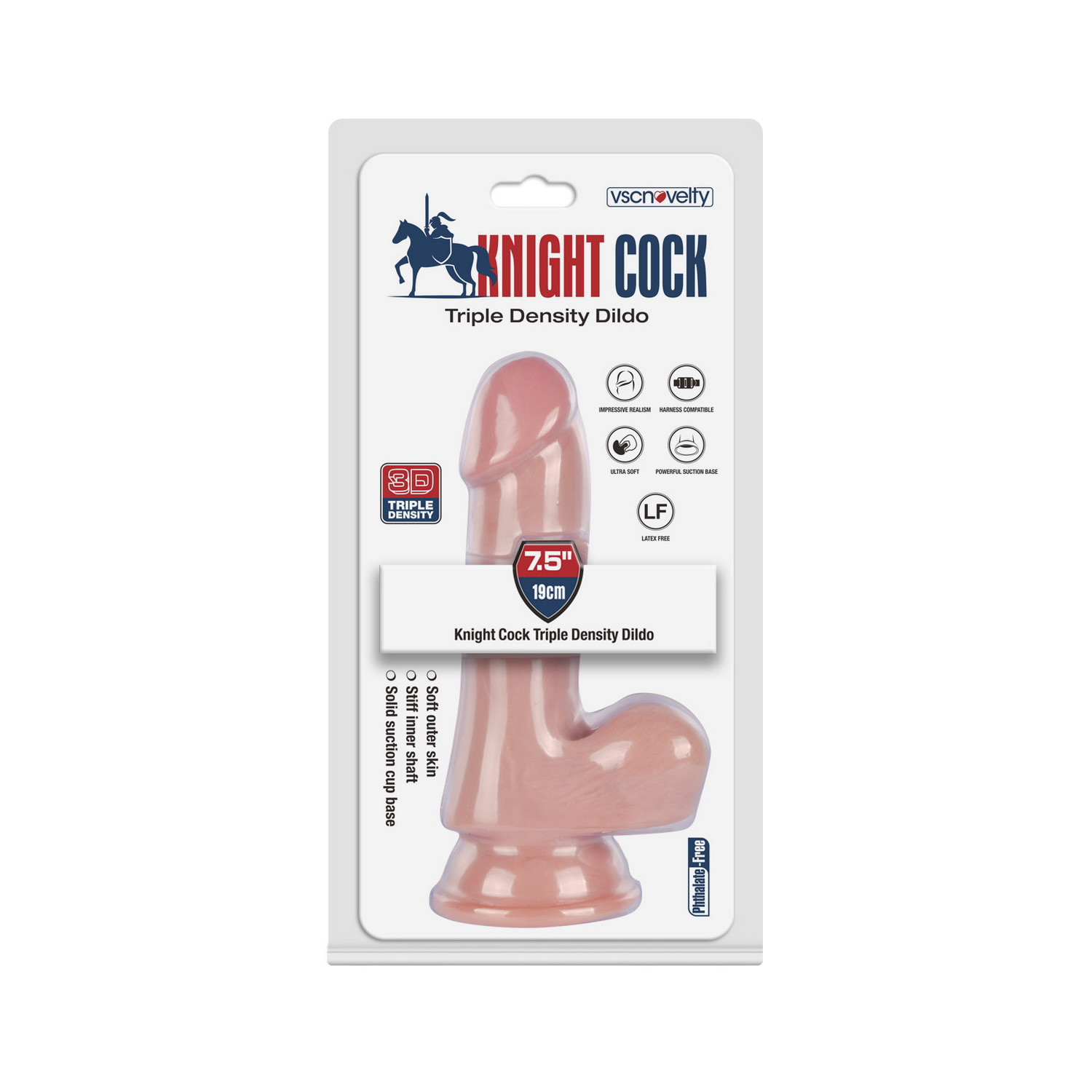 VSC Novelty - Knight Cock 3D Triple Density Dildo - 7.5" - immagine 2