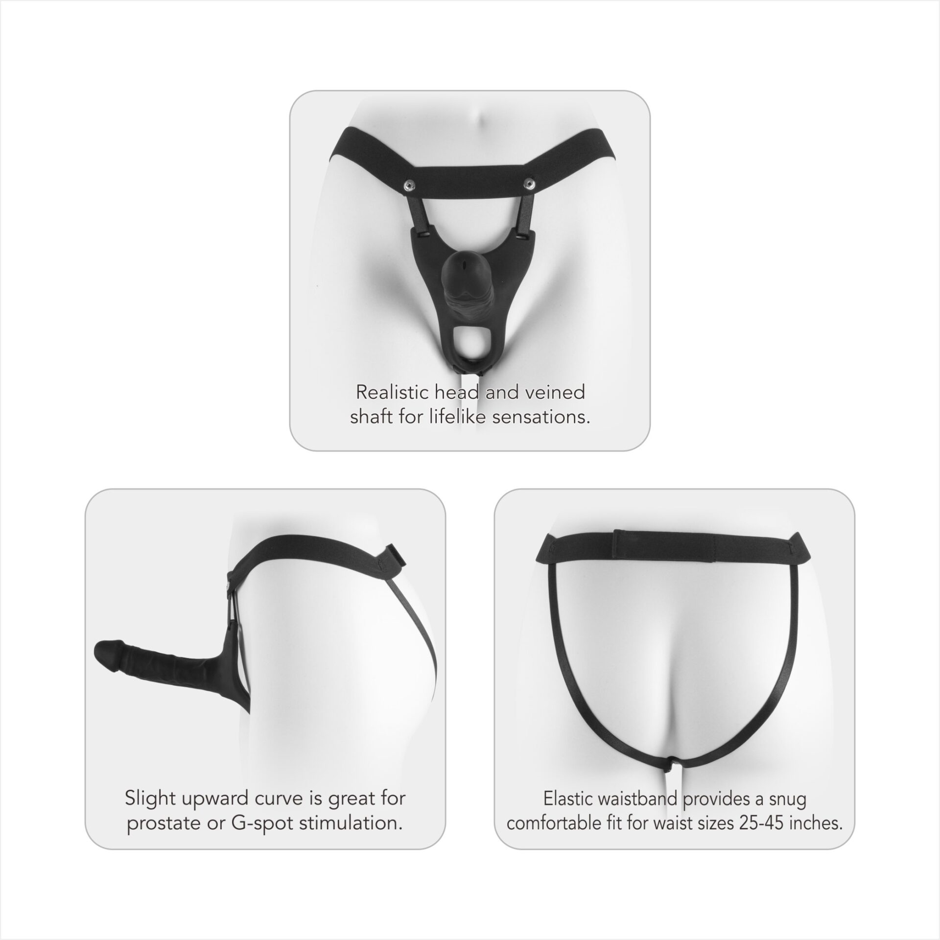 VSC Novelty - Strap-on con Dildo Cavo (Hollow) - 6" - Nero - immagine 5