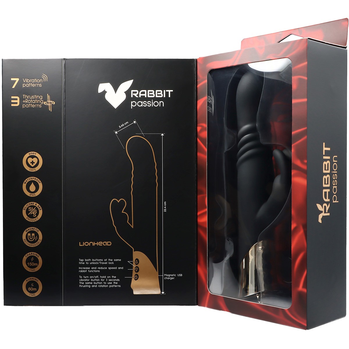 VIBRATORE CONIGLIO RICARICABILE LIONHEAD A SPINTA E ROTAZIONE - immagine 10