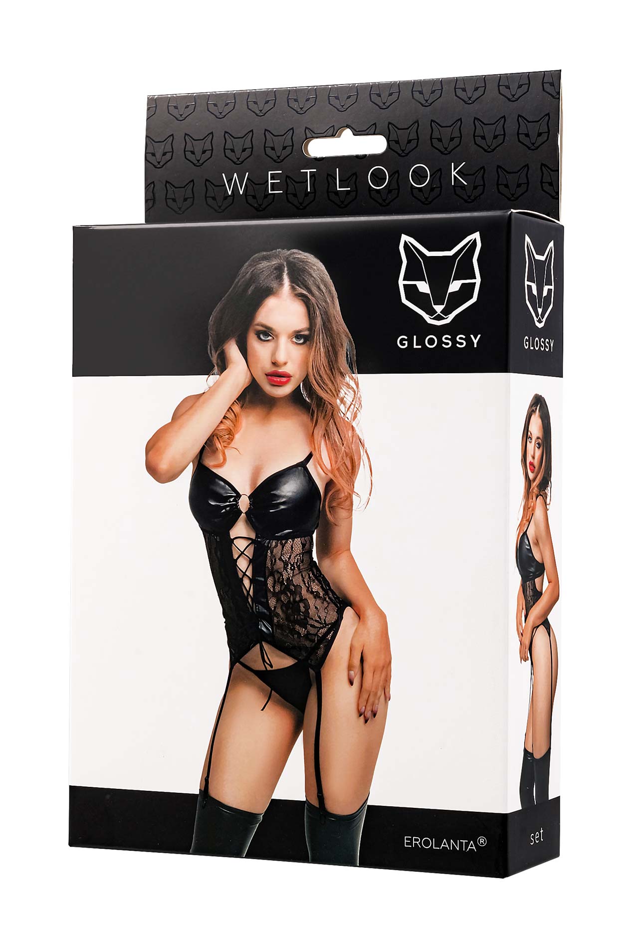 Glossy - Top in Pizzo e Ecopelle con Reggicalze + Mutande - Miriam - Taglia:L - immagine 2