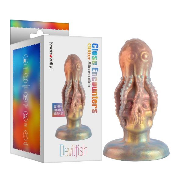 VSC Novelty - Dildo in Silicone Multicolor con Glitter Teschio con Polpo - Devilfish - immagine 2