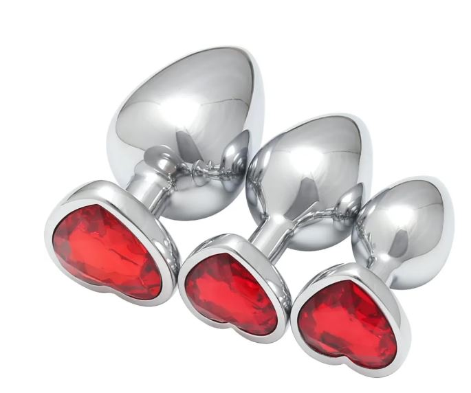 VSC Novelty - Plug Anale con Diamante a Cuore Rosso - L - immagine 4