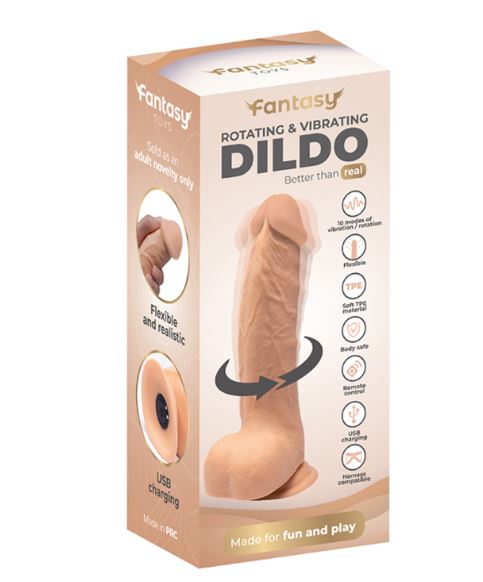 Fantasy Toys - Dildo Vibrante e Leggermente Rotante - 22 cm - immagine 2