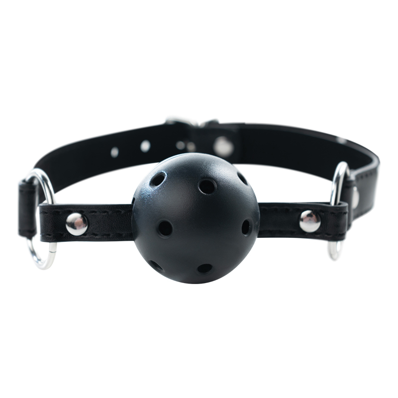 Fantasy Fetish - Ball Gag Nero Traspirante con Fori Regolabile - Nero - immagine 3