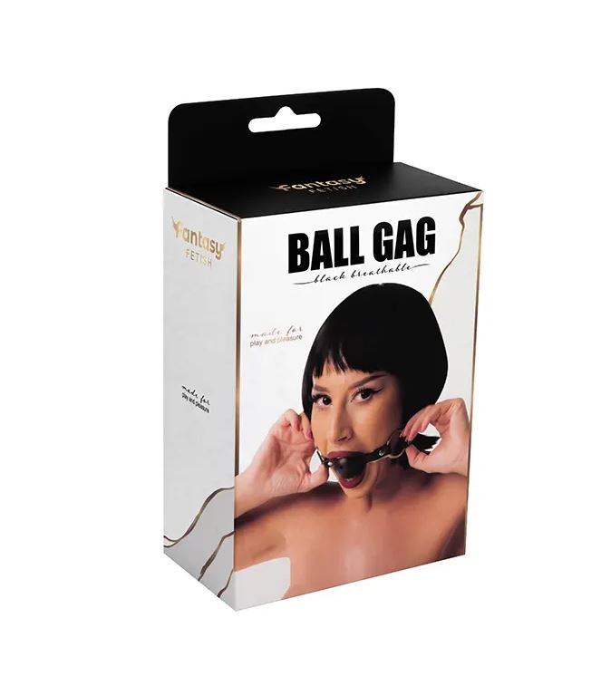 Fantasy Fetish - Ball Gag Nero Traspirante con Fori Regolabile - Nero - immagine 2