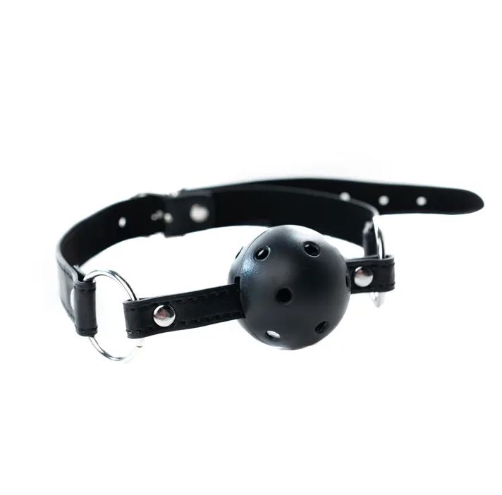 Fantasy Fetish - Ball Gag Nero Traspirante con Fori Regolabile - Nero - immagine 4