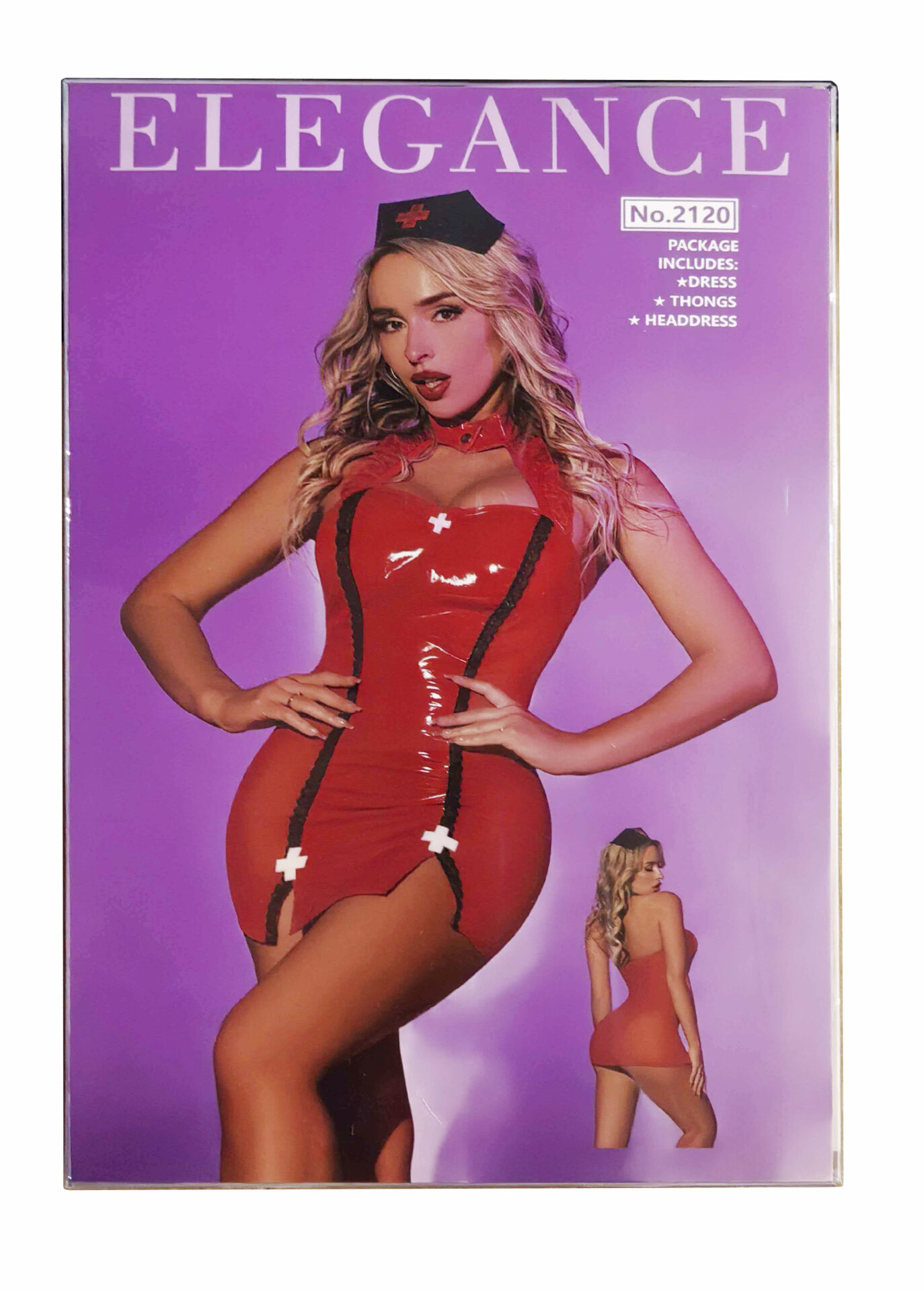 JSY Lingerie - Costume da Infermiera Sexy in Eco Pelle Rosso - 3 Pezzi - T.U. - immagine 2