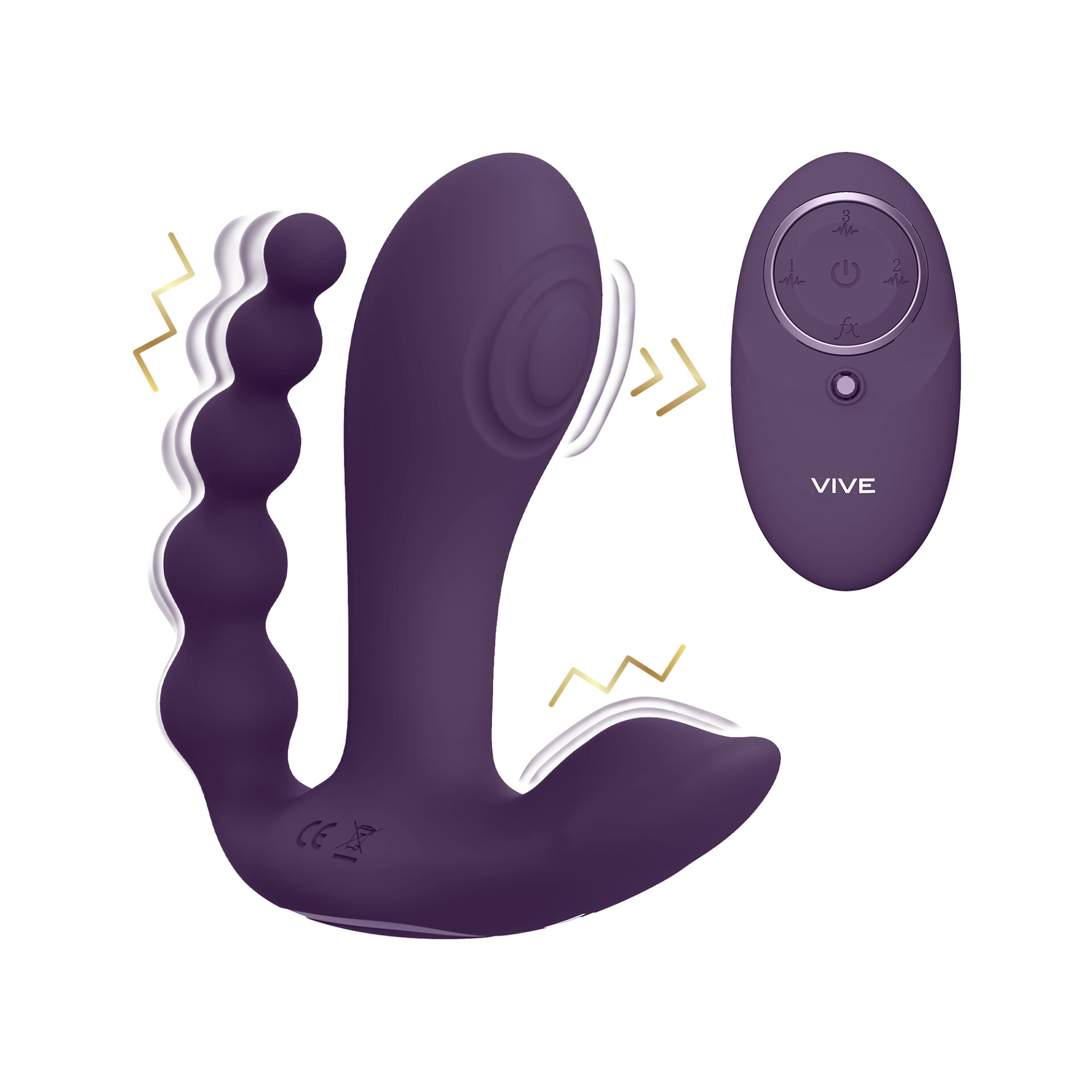 Kata - Vibratore a doppia penetrazione con vibrazione a impulsi - Viola