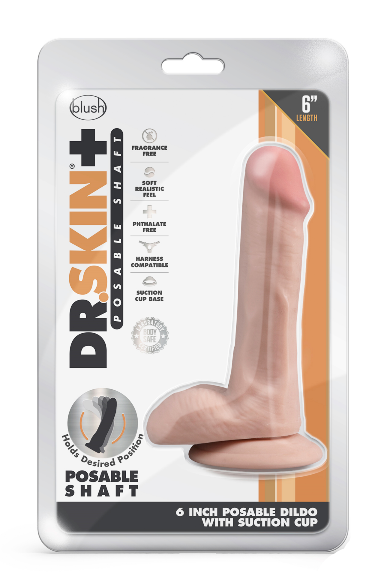 DR. SKIN PLUS DILDO POSABILE DA 6 POLLICI CON PALLINE VANIGLIA - immagine 2