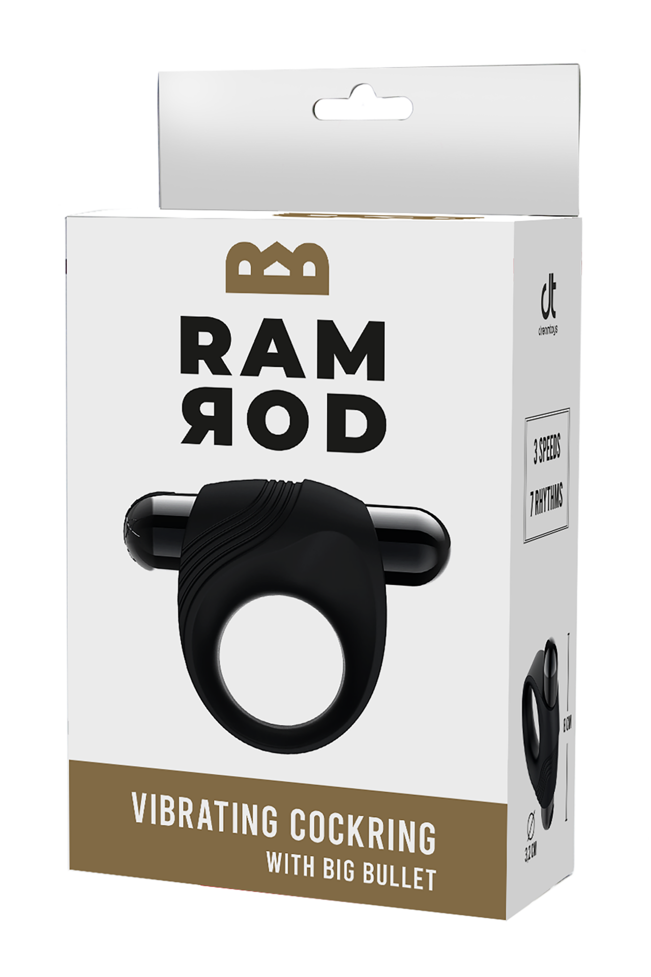 ANELLO PER IL PENE VIBRANTE RAMROD CON GRANDE PROIETTILE NERO - immagine 2