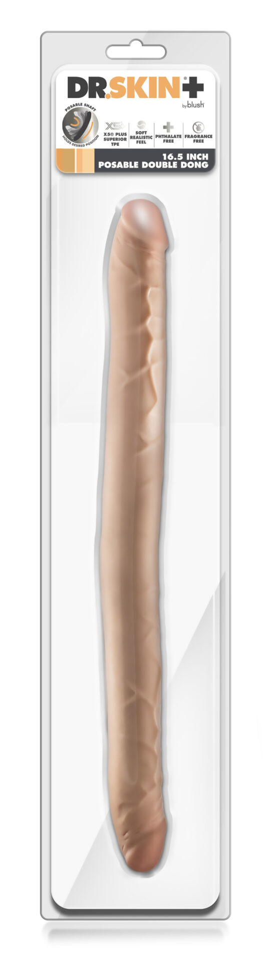DR. SKIN PLUS 16.5" DOPPIO DONG POSIZIONABILE BEIGE - immagine 18