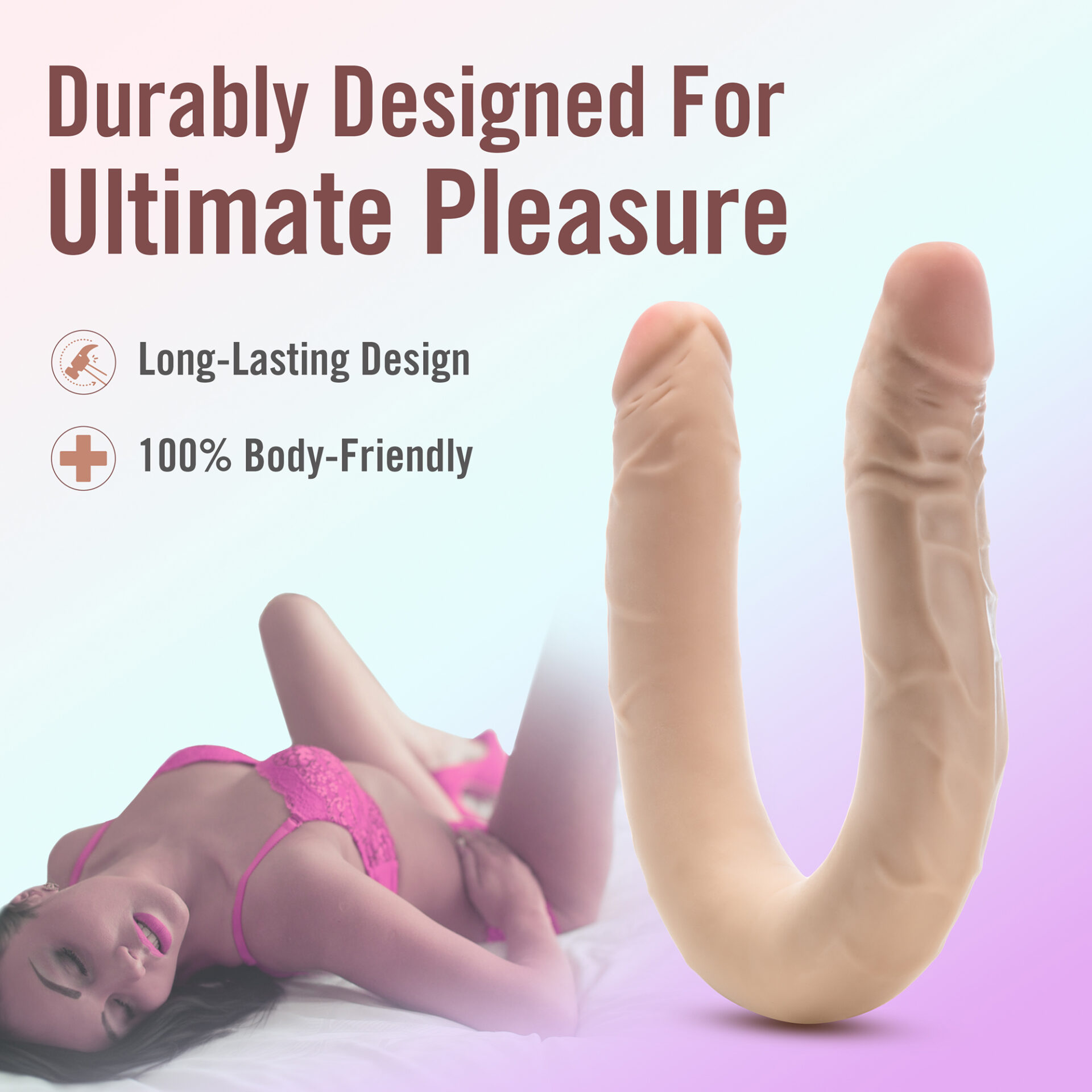 DR. SKIN PLUS 16.5" DOPPIO DONG POSIZIONABILE BEIGE - immagine 14