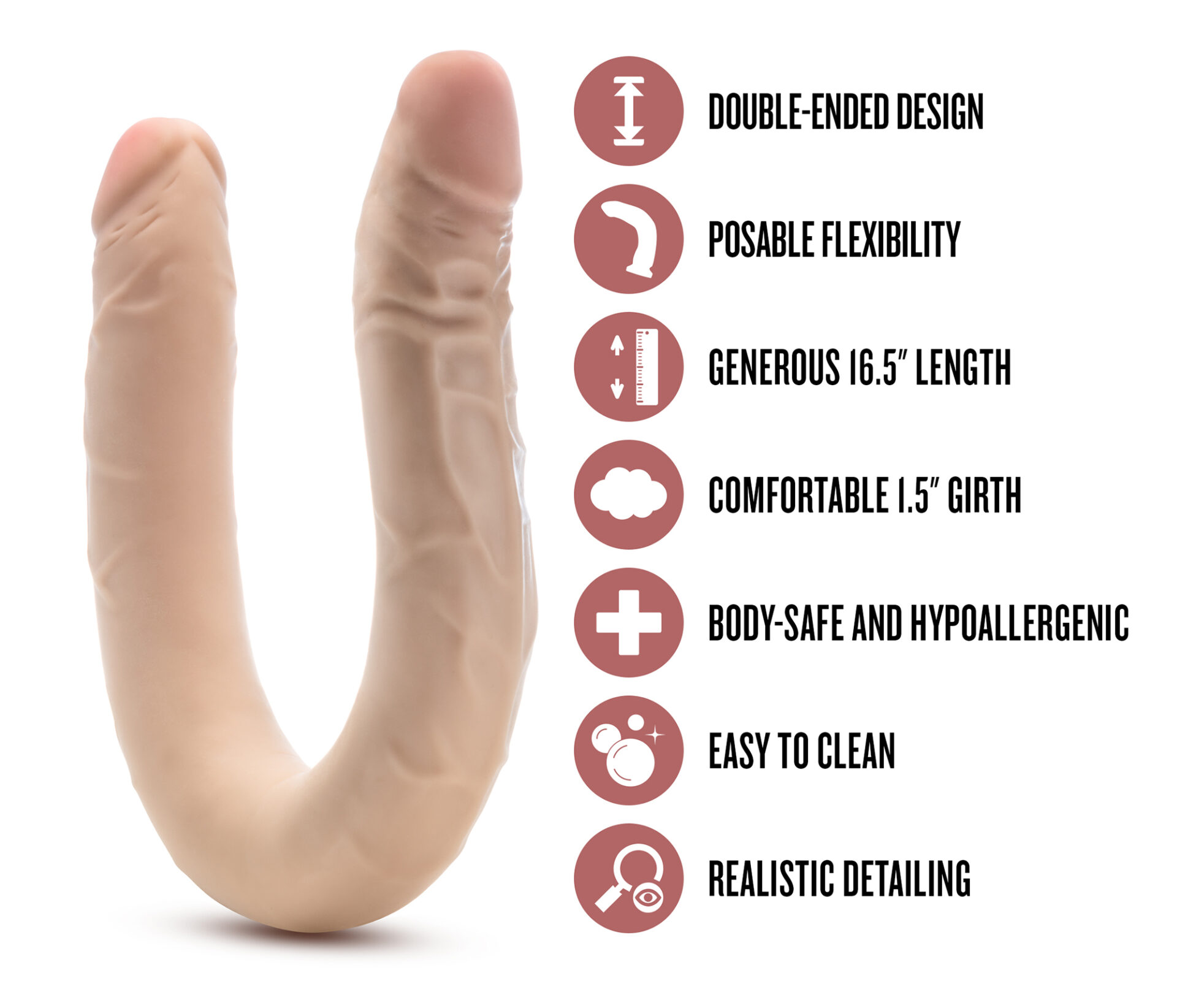 DR. SKIN PLUS 16.5" DOPPIO DONG POSIZIONABILE BEIGE - immagine 7