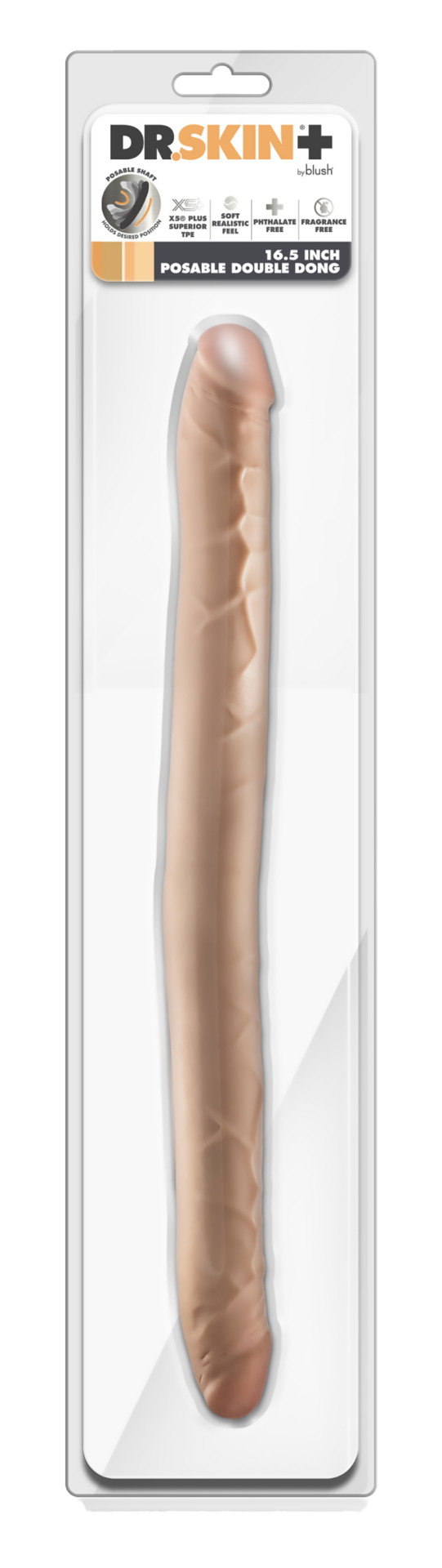 DR. SKIN PLUS 16.5" DOPPIO DONG POSIZIONABILE BEIGE - immagine 2