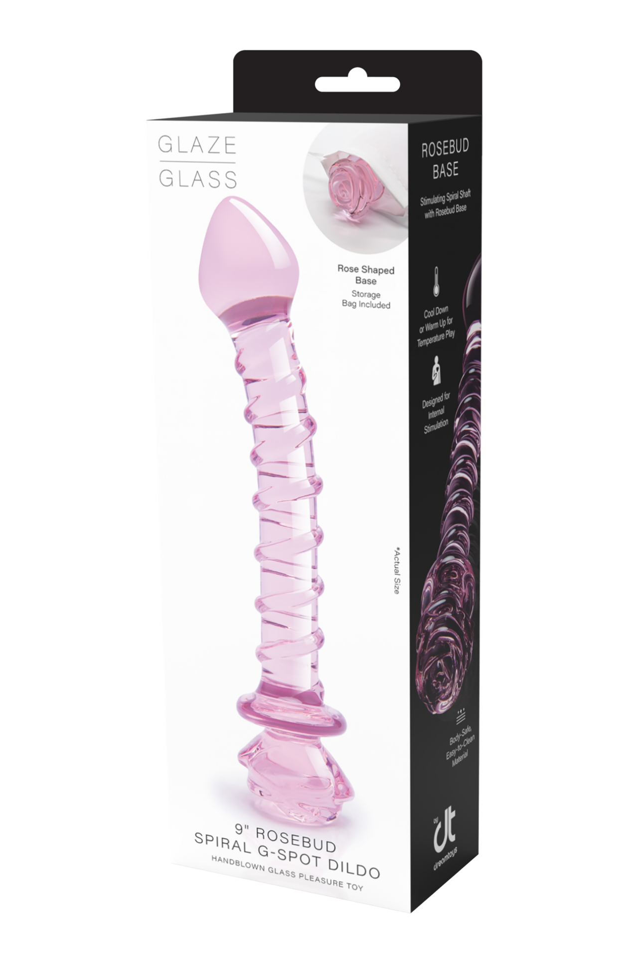 DILDO A SPIRALE CON ROSA IN VETRO Smaltato PER IL PUNTO G - immagine 2