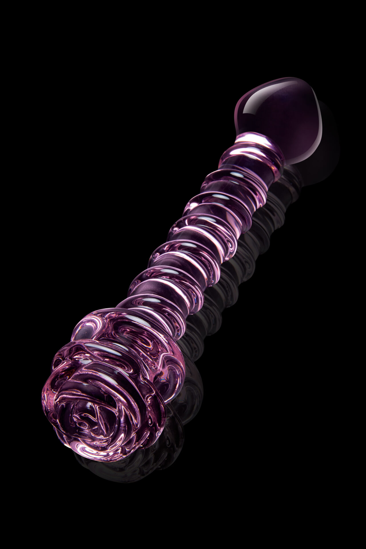 DILDO A SPIRALE CON ROSA IN VETRO Smaltato PER IL PUNTO G - immagine 8