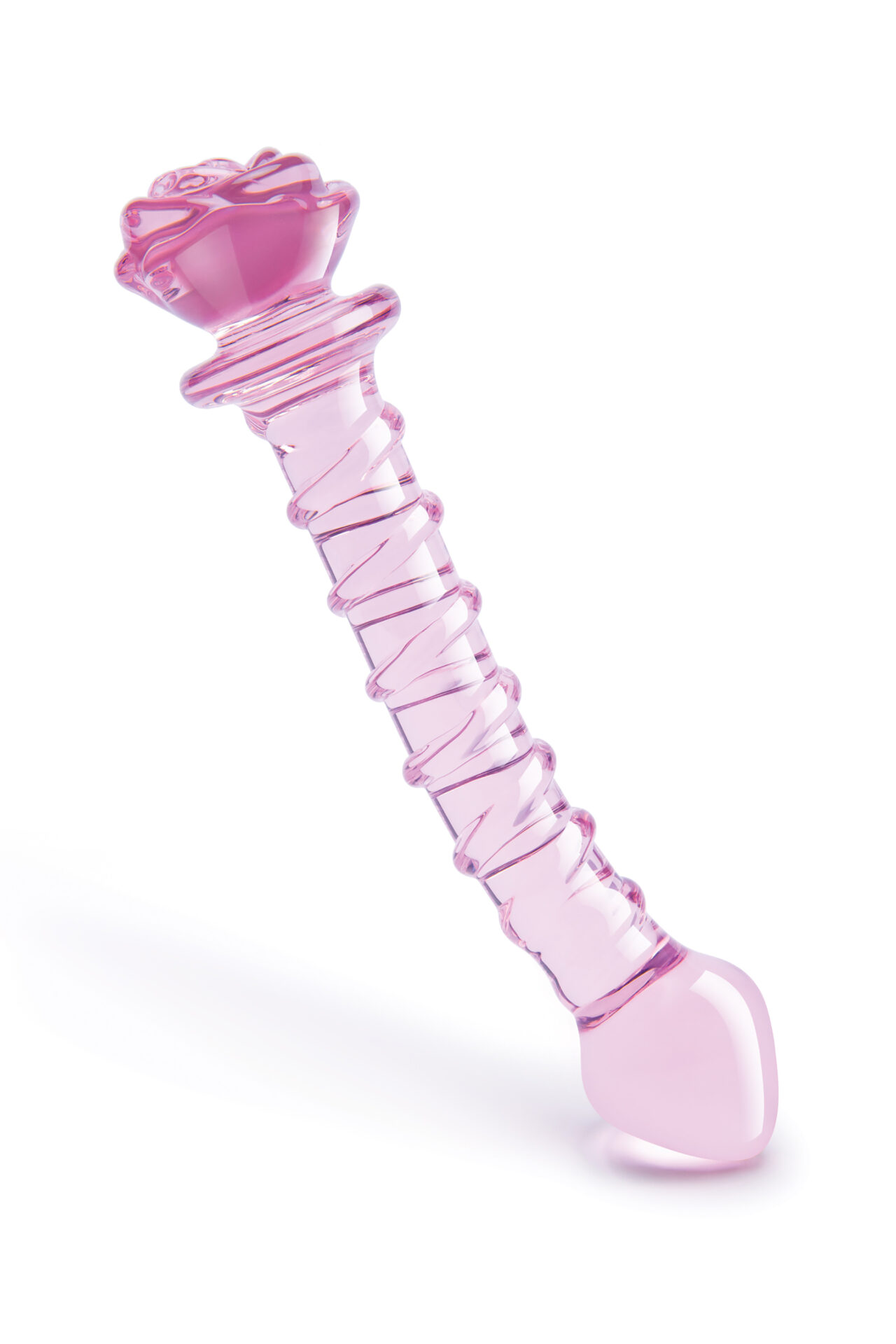 DILDO A SPIRALE CON ROSA IN VETRO Smaltato PER IL PUNTO G - immagine 4