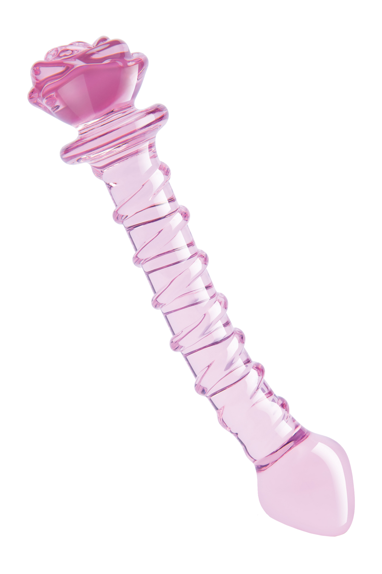 DILDO A SPIRALE CON ROSA IN VETRO Smaltato PER IL PUNTO G - immagine 5