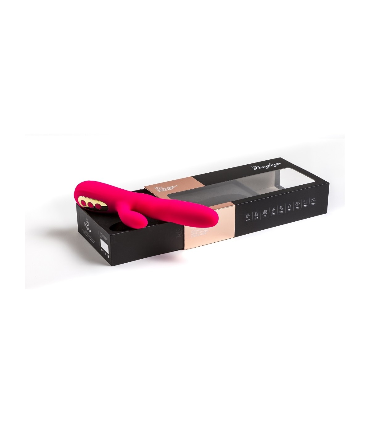 VIBRATORE ROTATORE CON STIMOLATORE CLITORIDEO NYX FUCHSIA - immagine 2