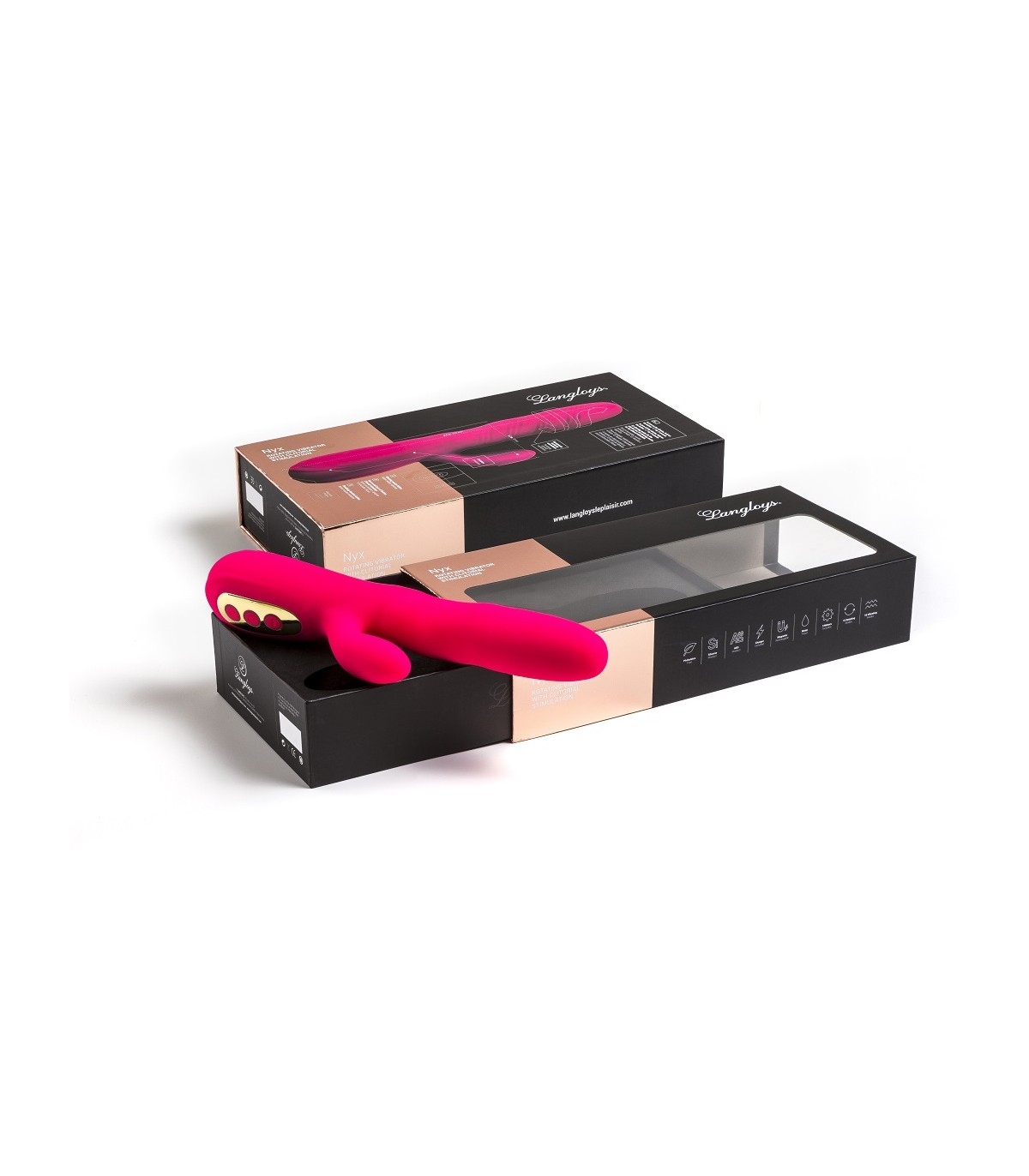 VIBRATORE ROTATORE CON STIMOLATORE CLITORIDEO NYX FUCHSIA - immagine 4