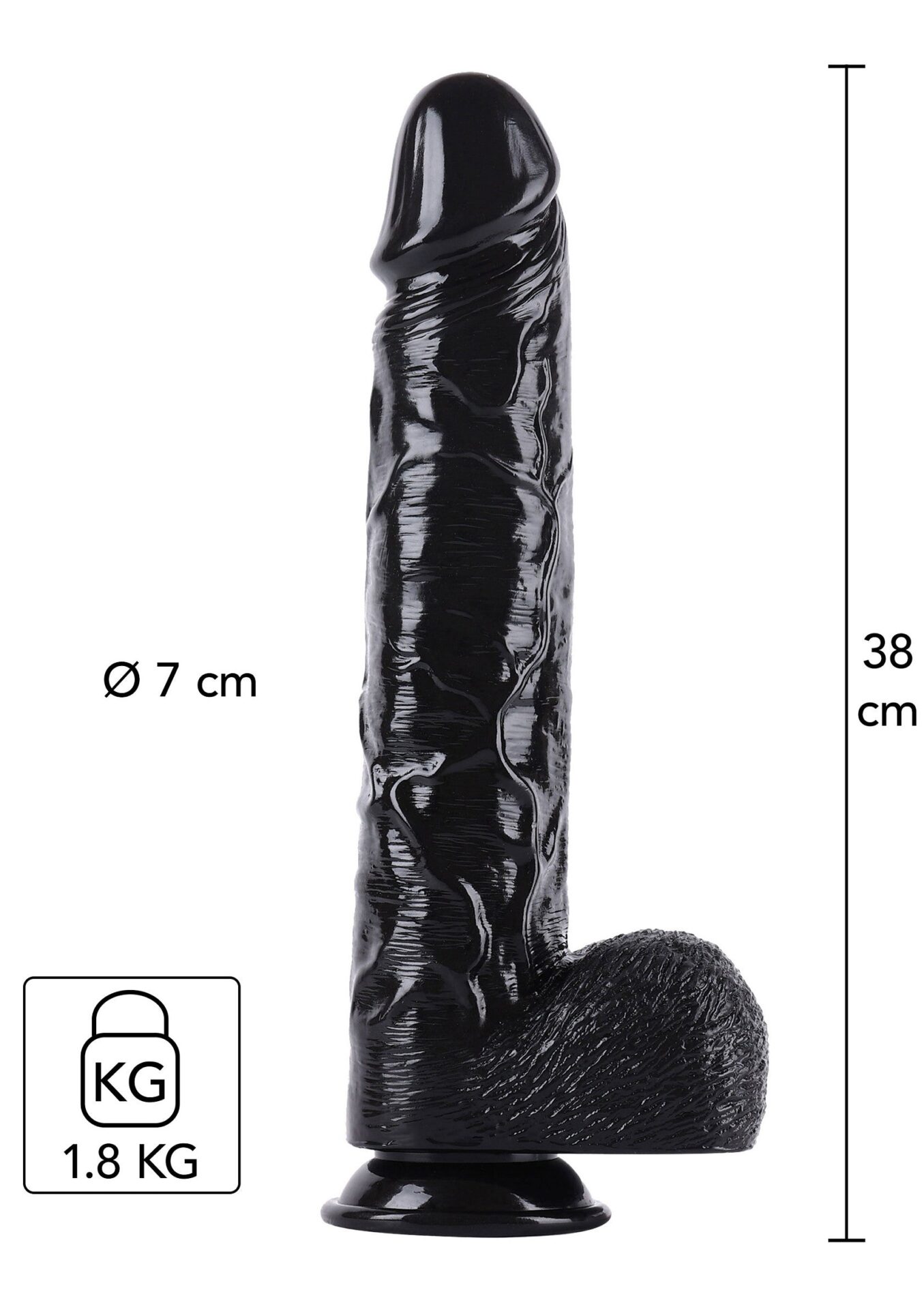 Dildo nero da 38 cm