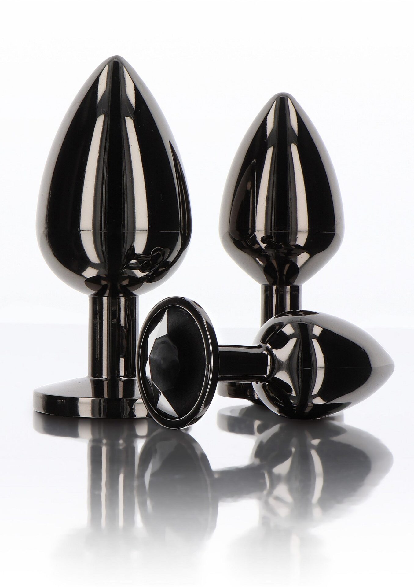 Plug anale con gioiello di diamante M nero - immagine 5