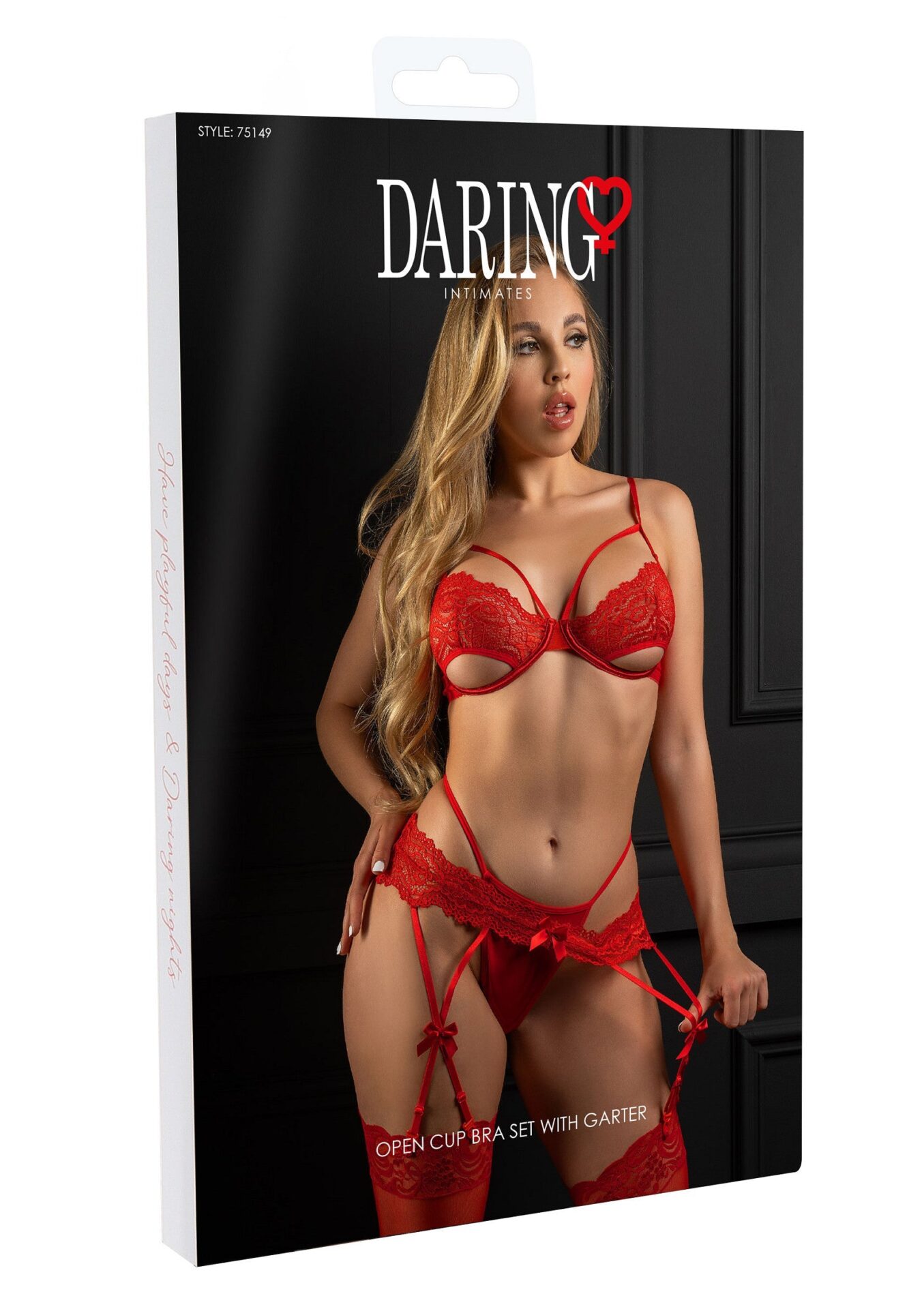 Completo reggiseno senza fodera con giarrettiera rosso - immagine 8