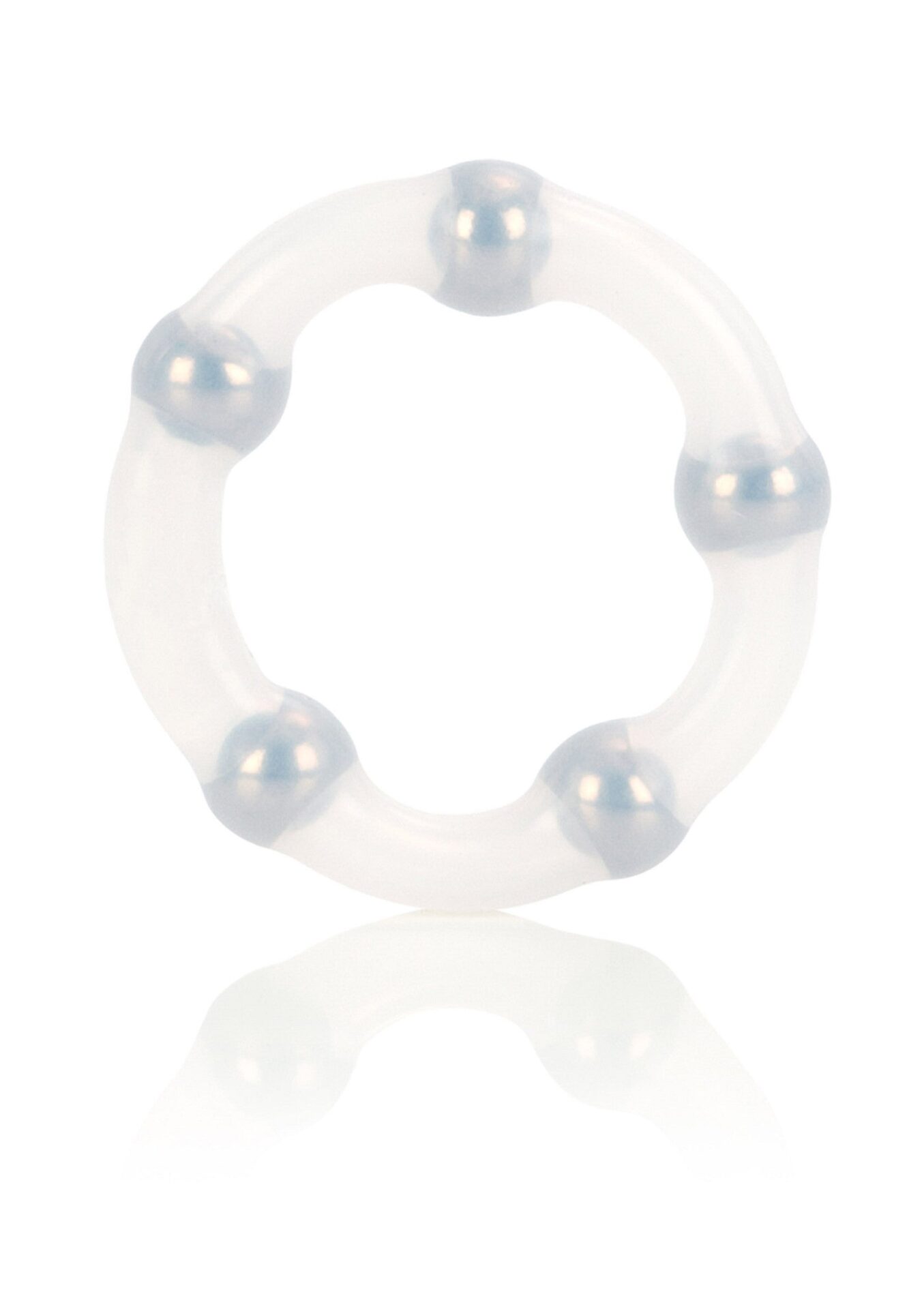 Anello con perline metalliche trasparenti