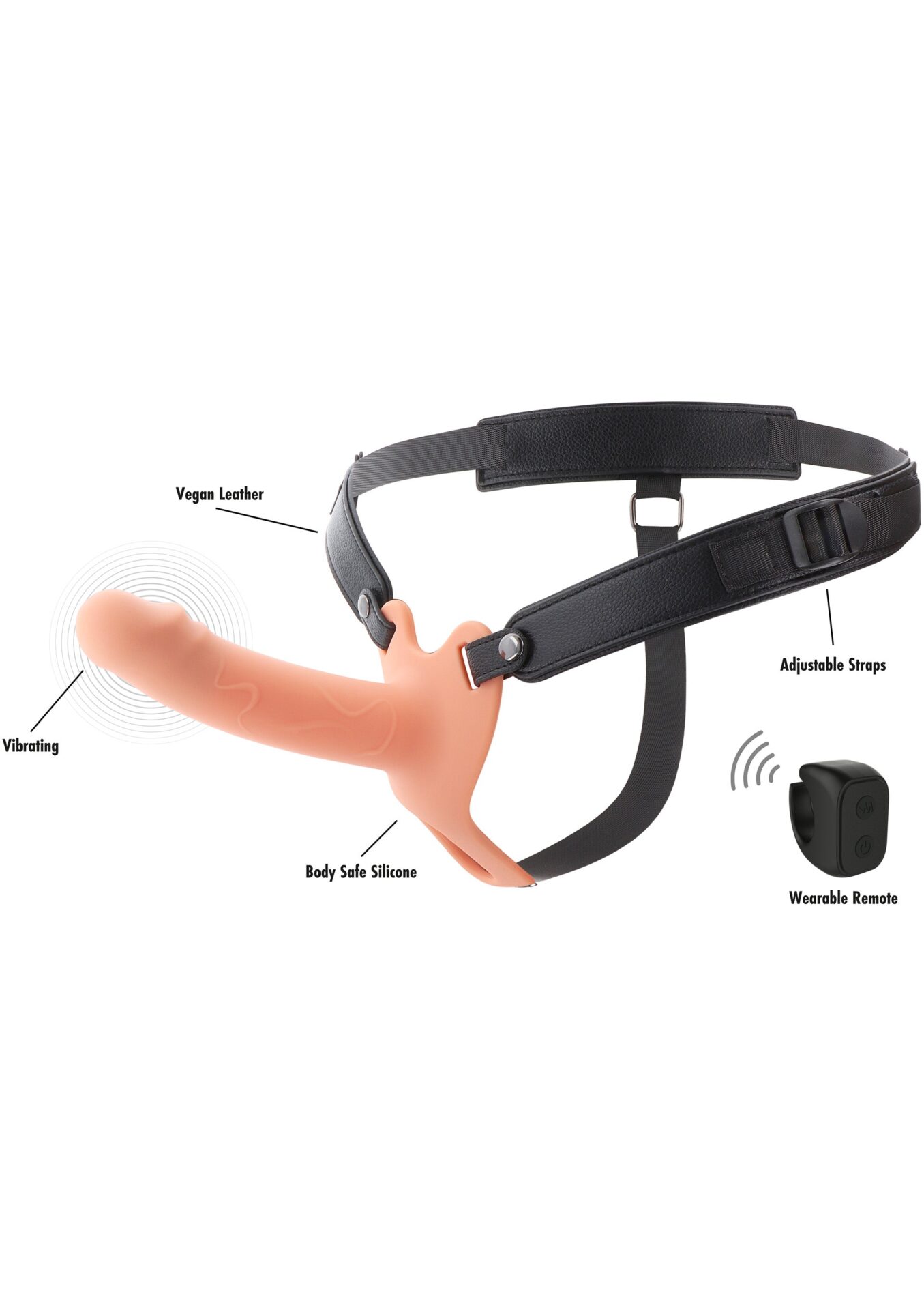 Strapon a forma di pene cavo vibrante in silicone da 16 cm - immagine 10