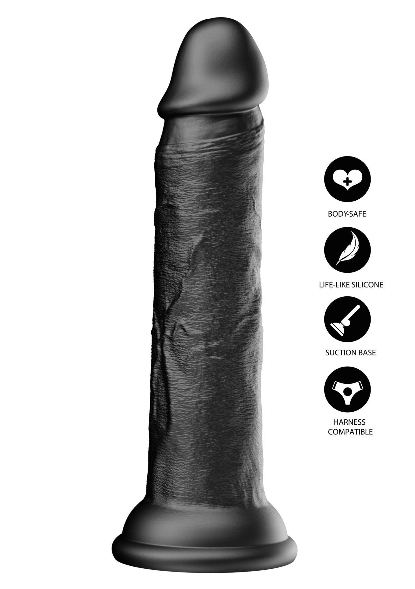 Dildo realistico in silicone liquido 23 cm nero - immagine 6