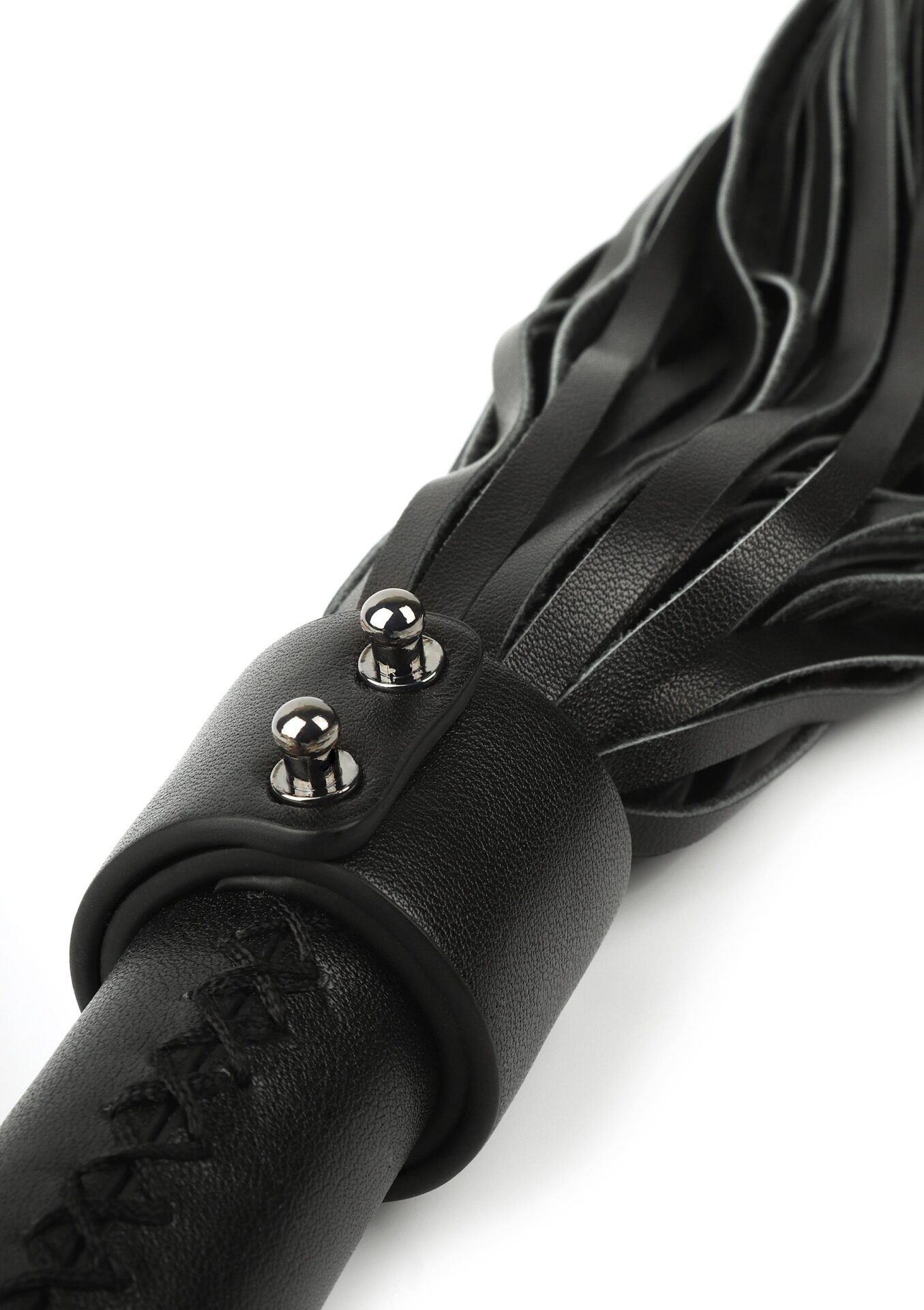 Frusta in vera pelle 75cm nera - immagine 5