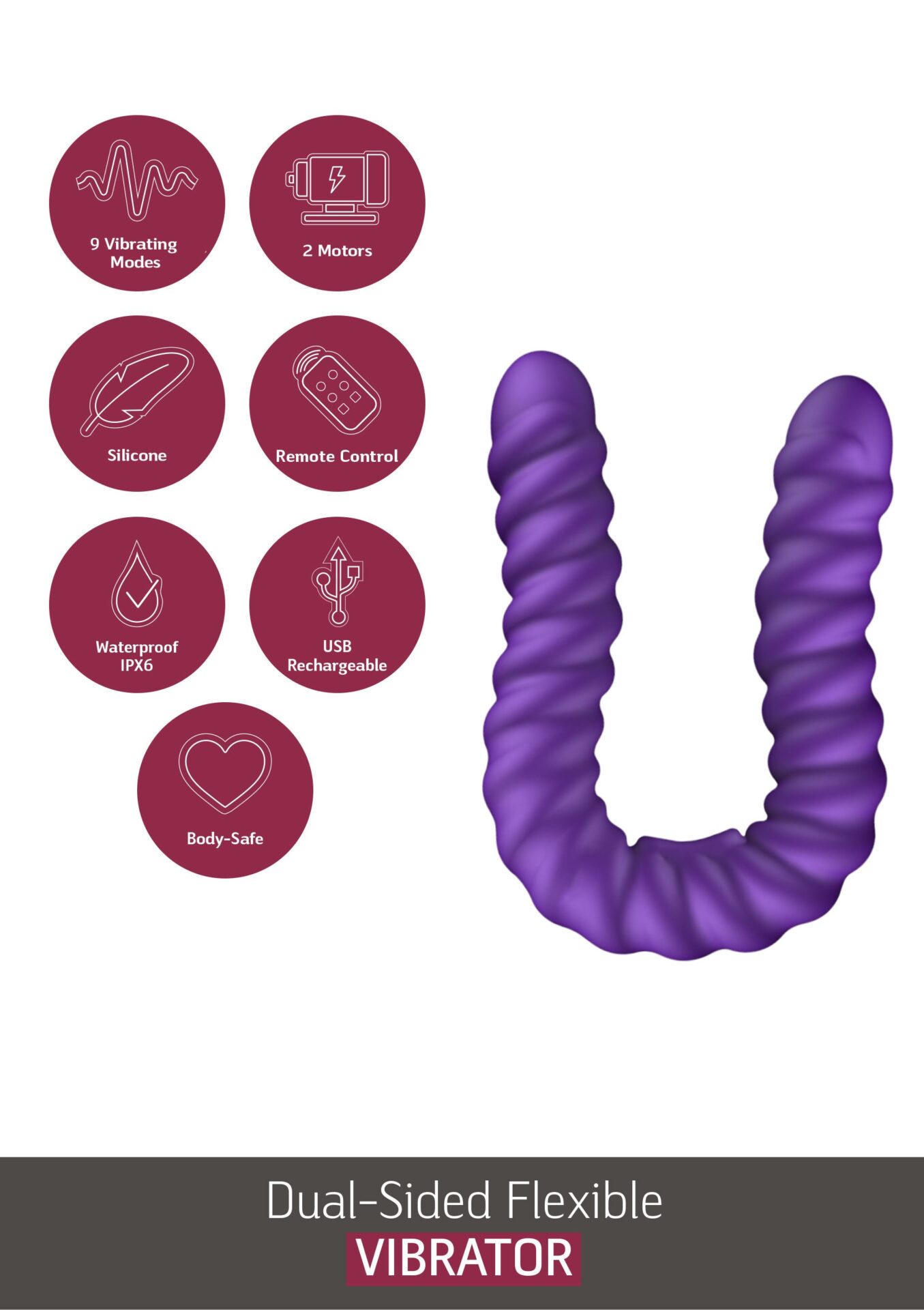 Vibratore flessibile a doppia faccia viola - immagine 8