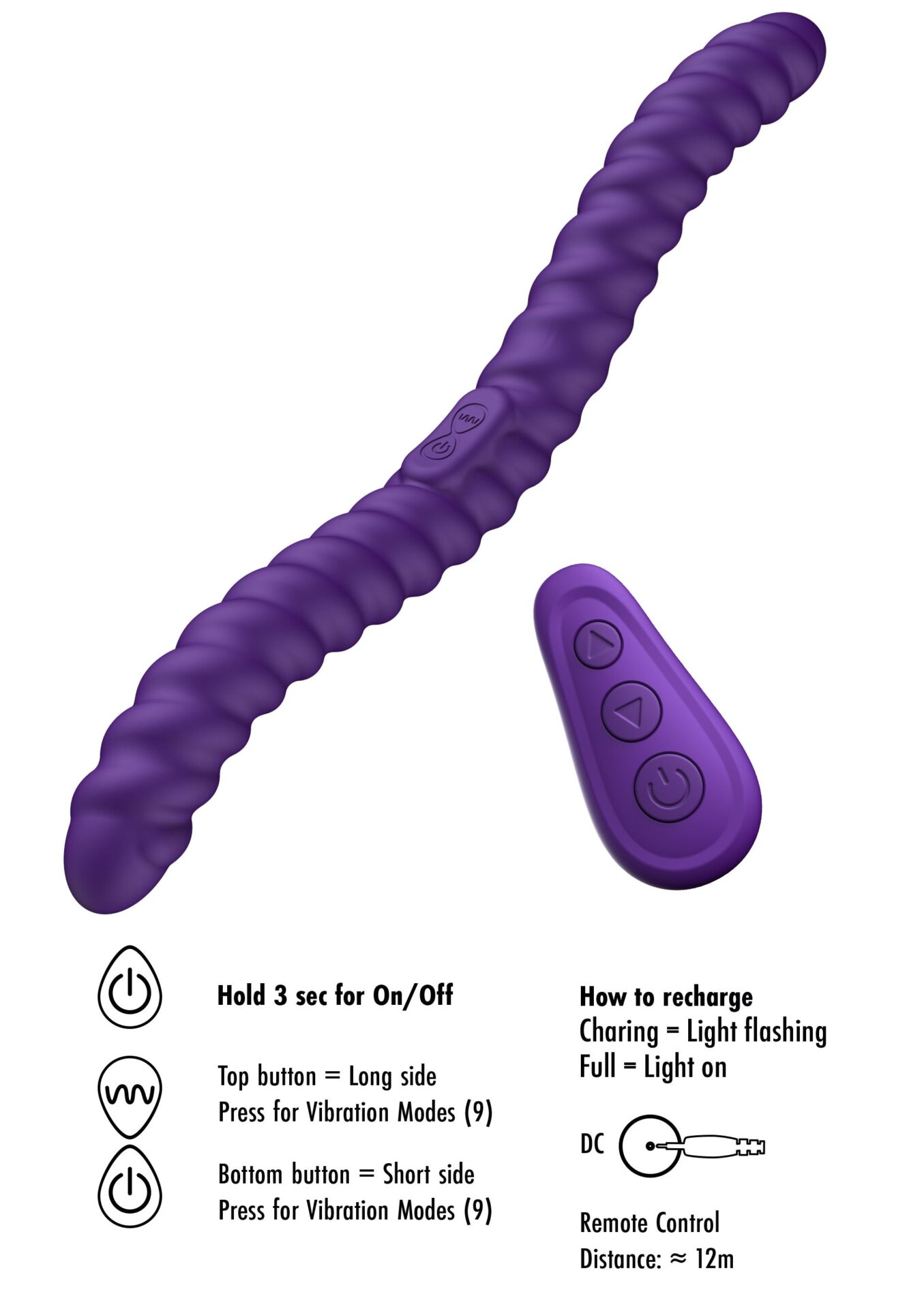 Vibratore flessibile a doppia faccia viola - immagine 9