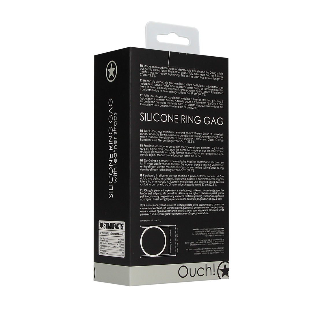Bavaglio ad anello in silicone con cinturini in pelle - immagine 3