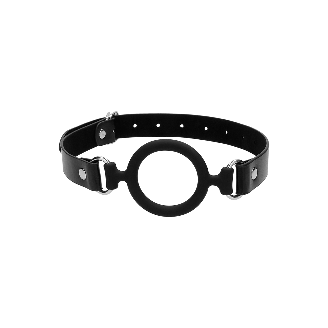 Bavaglio ad anello in silicone con cinturini in pelle - immagine 4