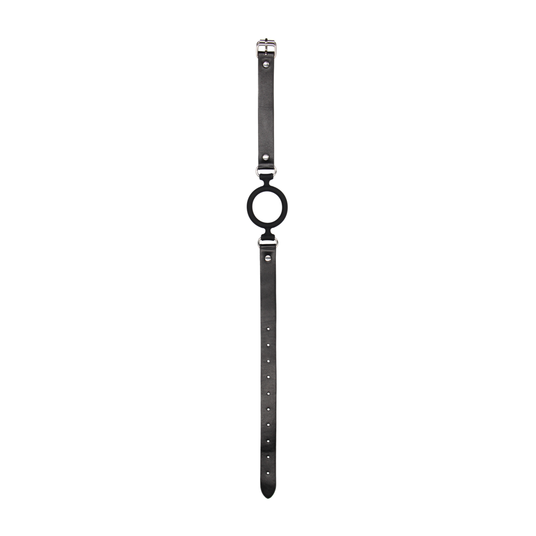 Bavaglio ad anello in silicone con cinturini in pelle - immagine 5