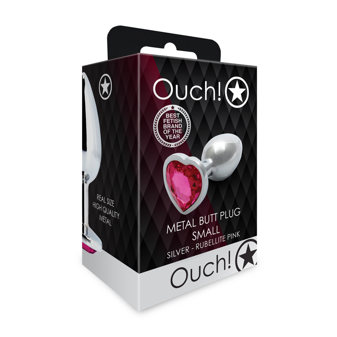 Plug anale a forma di cuore con gemma - Piccolo - Argento/Rosa rubellite - immagine 2