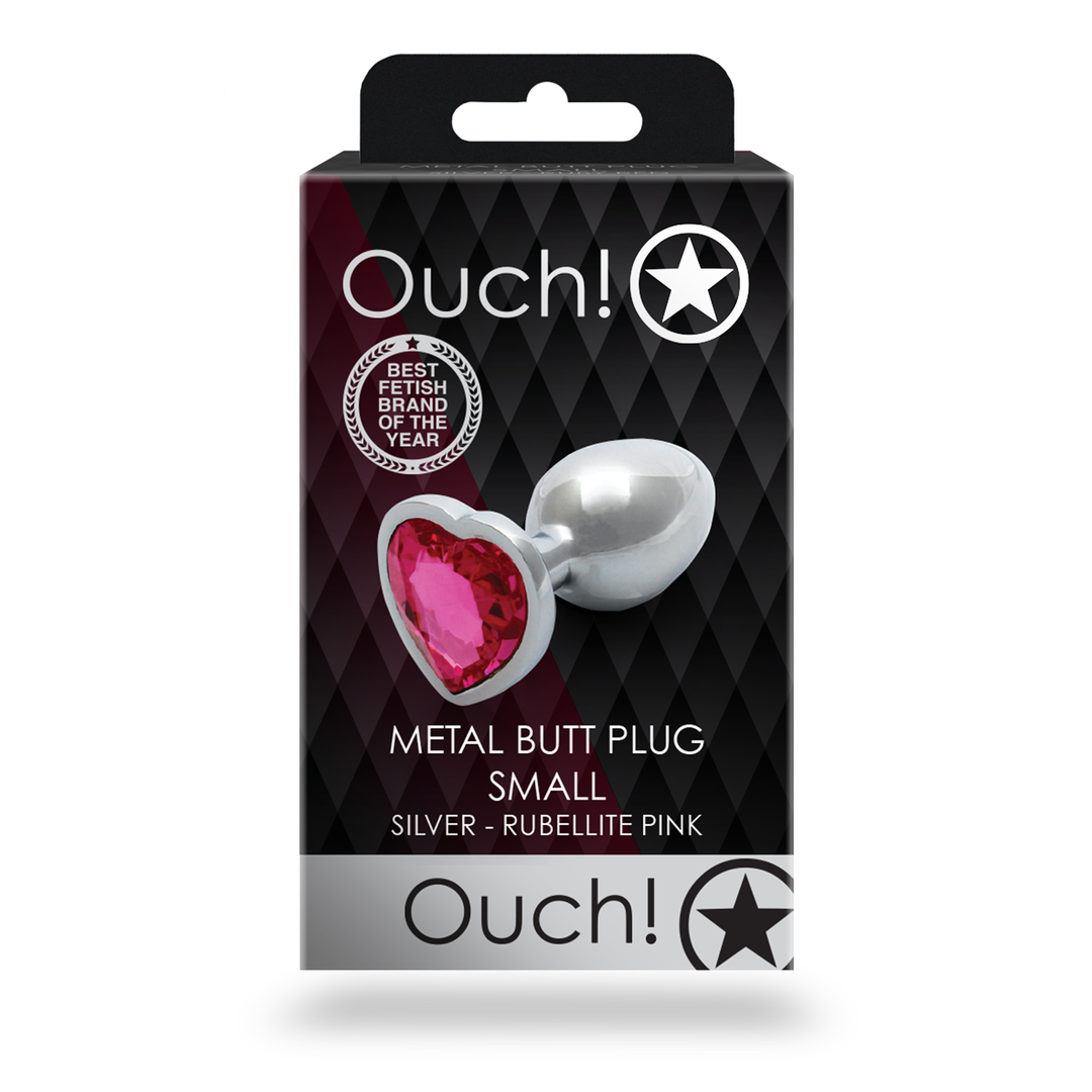 Plug anale a forma di cuore con gemma - Piccolo - Argento/Rosa rubellite - immagine 3