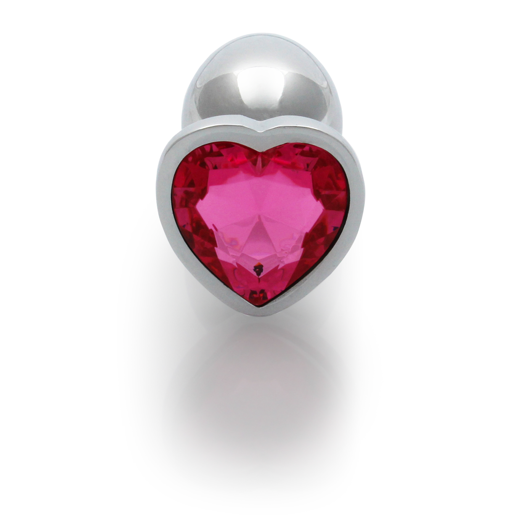 Plug anale a forma di cuore con gemma - Piccolo - Argento/Rosa rubellite - immagine 5