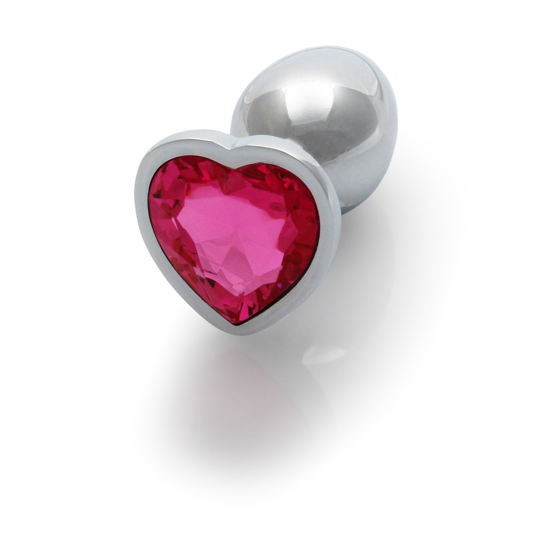 Plug anale a forma di cuore con gemma - Piccolo - Argento/Rosa rubellite - immagine 6