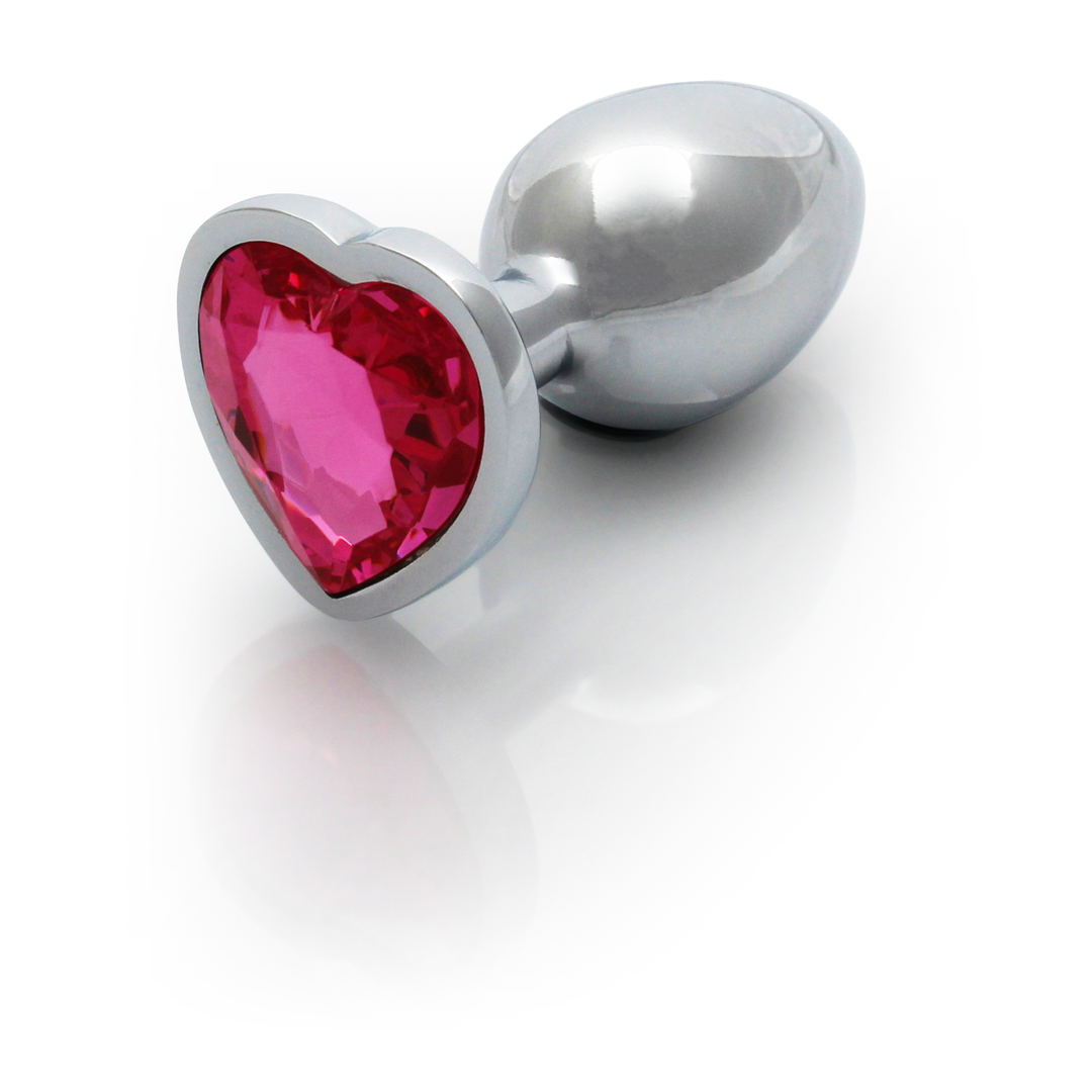 Plug anale a forma di cuore con gemma - Piccolo - Argento/Rosa rubellite - immagine 7